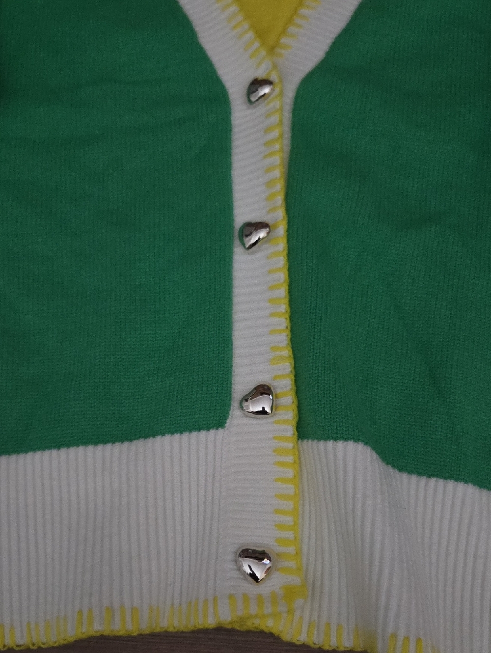 Kerri Rosenthal XO Drippy Heart-Button Cardigan Sweater - Picture 3 of 5